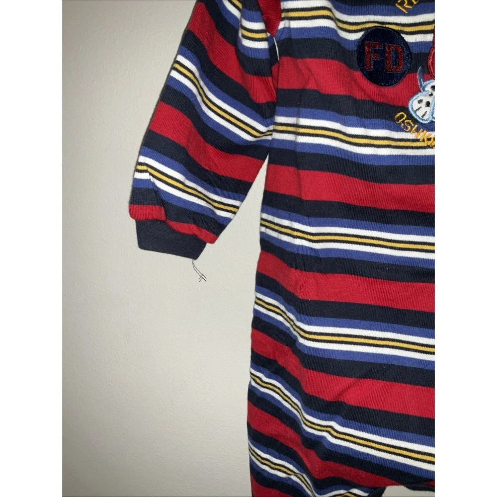 Vintage OshKosh B'gosh Striped Firefighter Dalmatian Romper 24 Months Multicolor